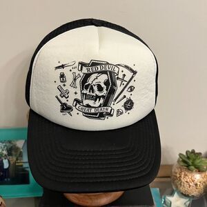 NWOT Red Devil Cheat Death SnapBack trucker hat.